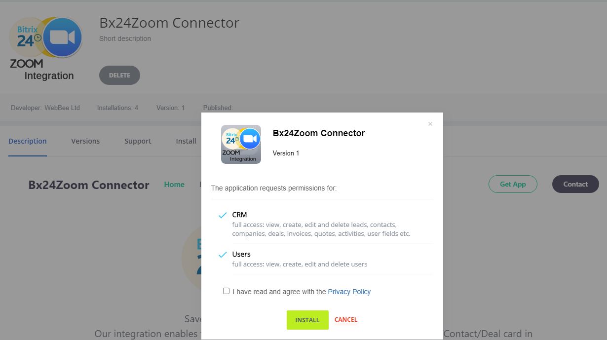 bitrix24 zoom installation step 1